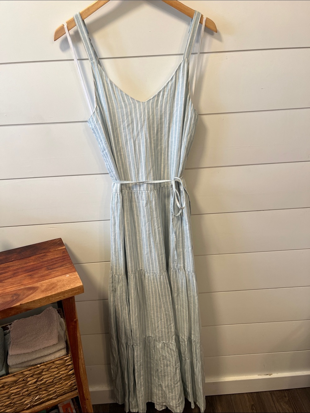 Splendid Pale Blue & White Striped Maxi Dress